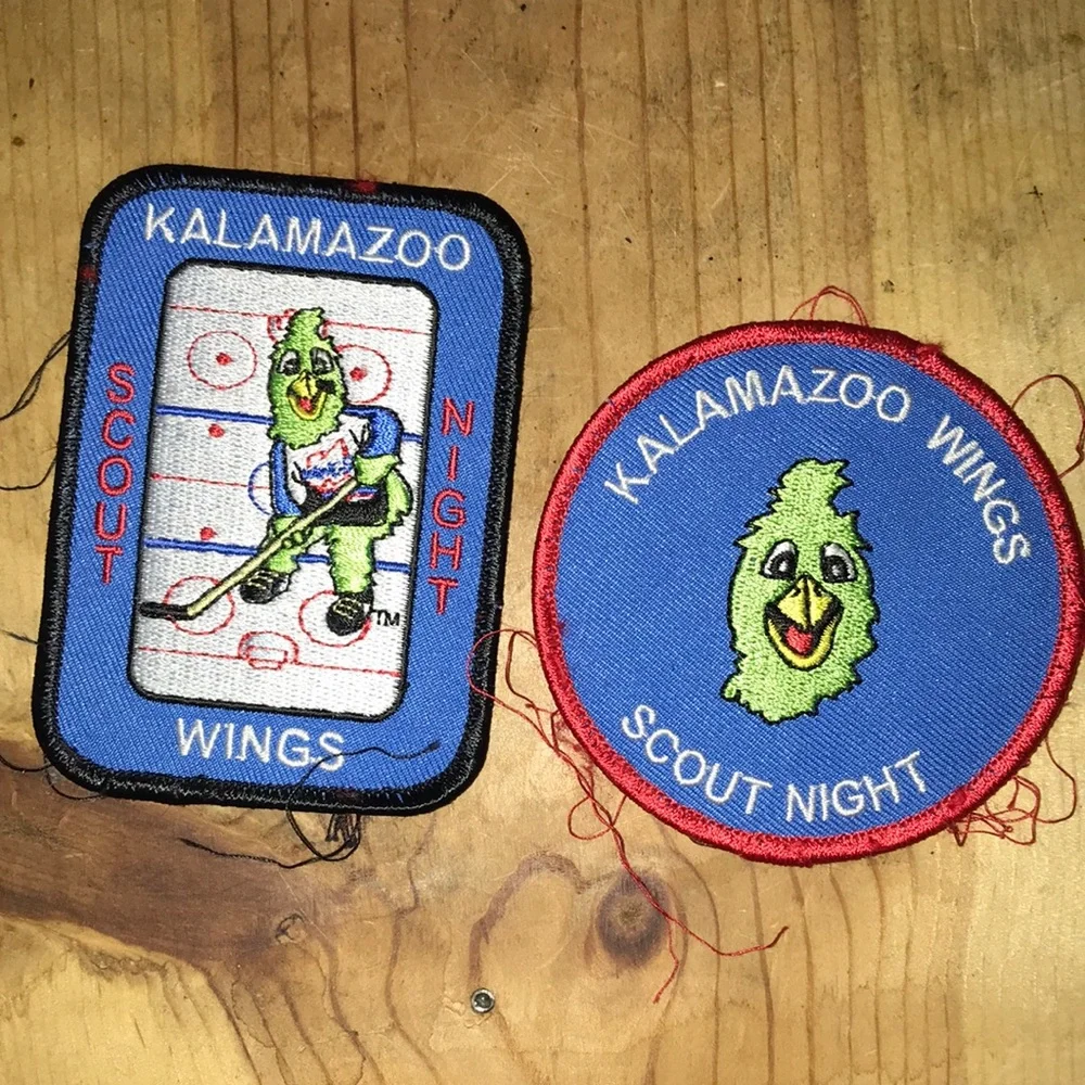 Kalamazoo Wings Scout Night Embroidered Hockey Patches - Blue & Red‎